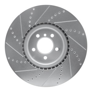 Land Rover Range Rover Brake Rotor (1) - Front Right - R1 Concepts - Drilled & Slotted - Silver - `10-`12